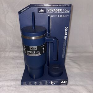 Hydrapeak Voyager 40oz Tumbler Handle Box Straw Lid Limited Edition Navy Blue